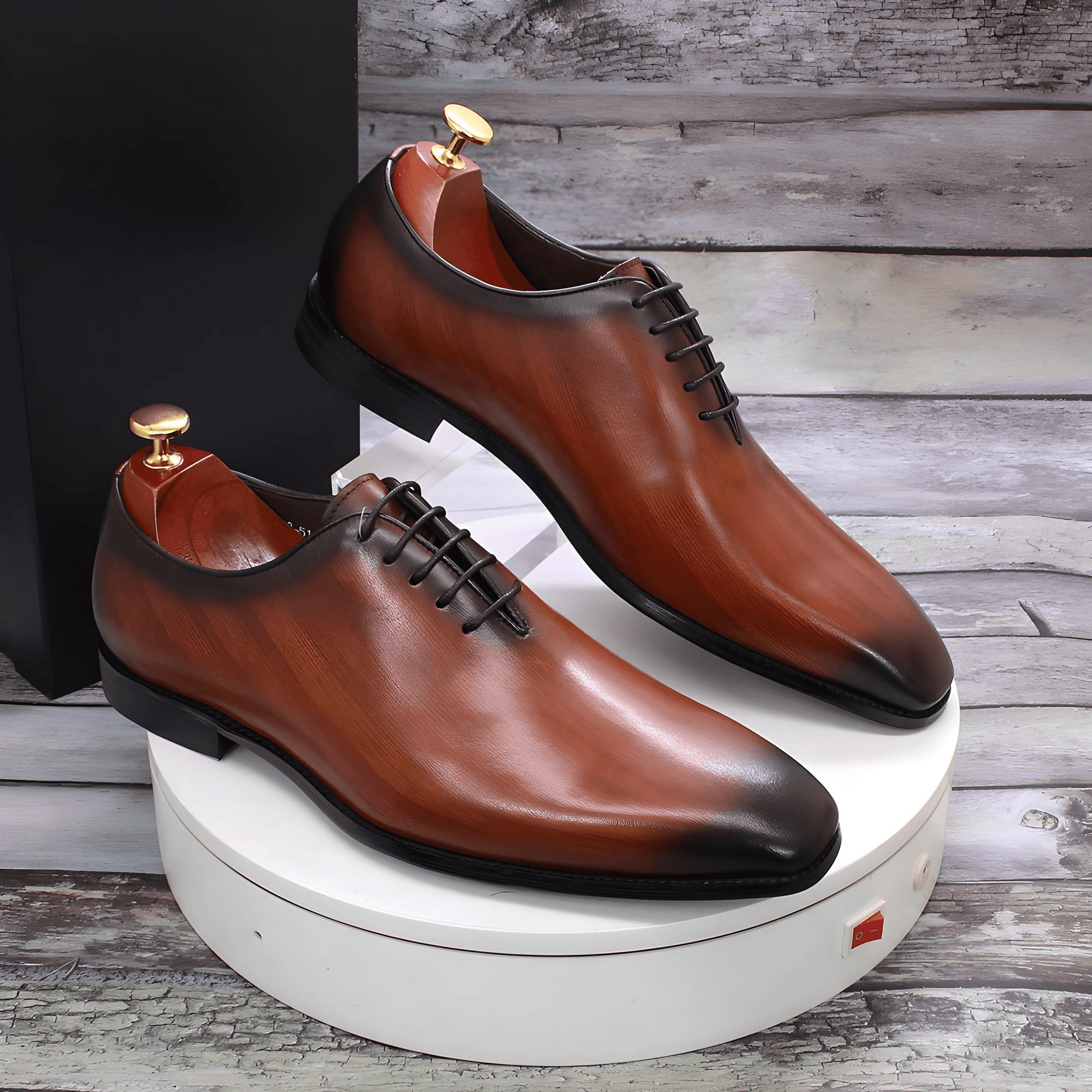 Italian Carved Leather Shoes Handmade Goodyear Leather Shoes Men - Sukazo Prime
