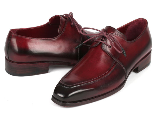 Paul Parkman Bordeaux Leather Apron Derby Shoes for Men – Handmade Luxury - Sukazo Prime